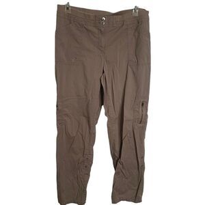 Chicos Womens Cargo Pants L Size 2 Brown Zip Pockets Gorpcore Convertible Ankle